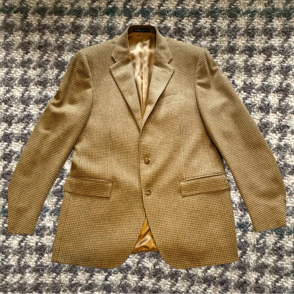 Polo Ralph Lauren Cashmere Wool Herringbone Windowpane Sport Coat Blazer 42L - Picture 1 of 16